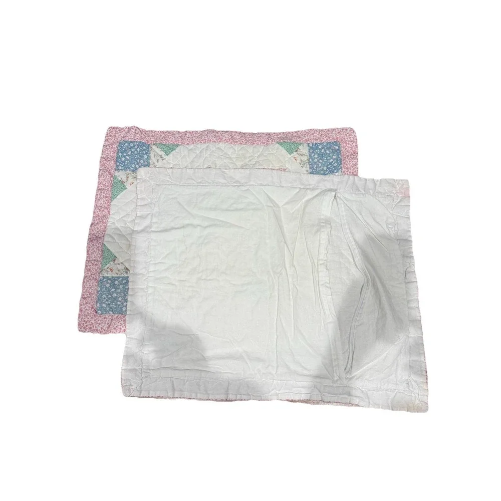 2 Piece Vintage‎ Quilted Pillow Shams Covers Pastel Colors SEE PHOTOS A